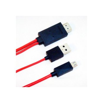 DeTech HDMI(м) към USB A/MicroB(м)
