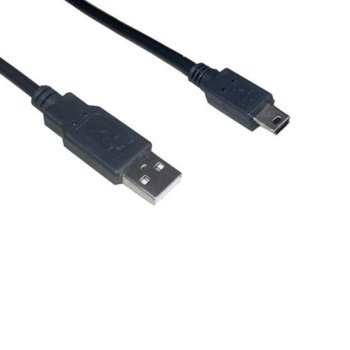 Кабел VCOM CU215-1.8m, USB A(м) към USB Мini B(м), 1.8m, черен | JAR Computers VCOM CU215-1.8m USB A(м) към USB Мini B(м) 1.8m