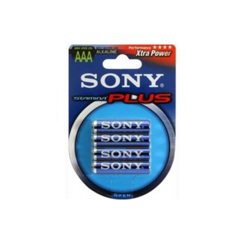 Батерии алкални Sony Stamina Plus AAA, 1.5V, 4 бр.