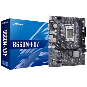 Дънна платка ASRock B660M-HDV, B660, LGA 1700, DDR4, PCI-E 4.0, (DP&HDMI&VGA), 4x SATA 6Gb/s, 2x M.2, 1x USB 3.2 Gen1 Type-C, Micro ATX | JAR Computers ASROCK B660M-HDV 90-MXBH40-A0UAYZ