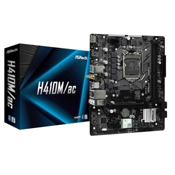 Дънна платка ASRock H410M/ac, H410, LGA1200, DDR4, PCI-E 3.0 (HDMI), 4x SATA 6Gb/s, 1x M.2, 2x USB 3.2 Gen 1, Wi-Fi, Bluetooth, Micro ATX | JAR Computers ASRock H410M/AC