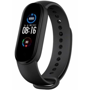 Смарт гривна Xiaomi Mi Smart Band 5 (BHR4218PO), 1.1" (2.79 cm) AMOLED дисплей, bluetooth 5.0, до 14 дни живот на батерията, съвместима с Android и Apple устройства, 5 ATM водоустойчива, черна | JAR Computers Xiaomi Mi Smart Band 5 BHR4218PO