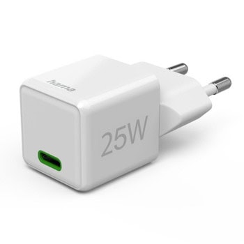 Зарядно устройство Hama 201981, от контакт към 1x USB C(ж), бяло, 25W, QC 3.0 | JAR Computers Зарядно устройство Hama 201981