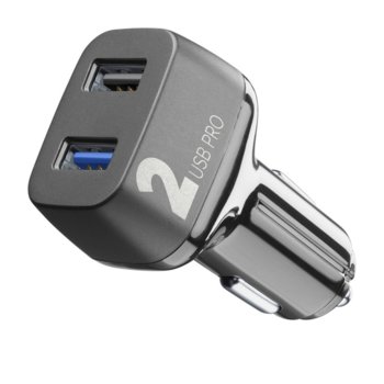 Зарядно устройство за кола Cellularline Multipower 2 Pro, от автомобилна запалка към 2x USB, 9V, 2.1A, черно | JAR Computers Бързо зарядно за кола Multipower 2 Pro