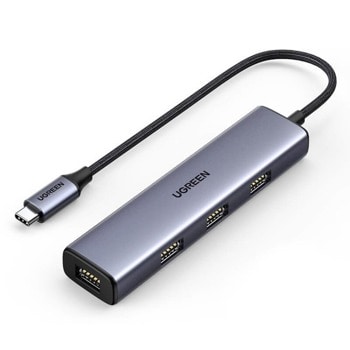 USB Хъб Ugreen CM473, 4 порта, 4x USB 3.2 Gen 1, сребрист | JAR Computers Ugreen USB-C 4-port hub CM473
