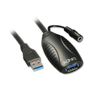 Удължител Lindy, от USB A(м) към USB A(ж), 10m, черен | JAR Computers Lindy USB A(м) to USB A(ж) 10m LNY-43156
