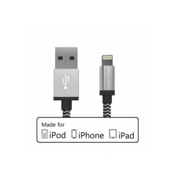 Кабел ZeroLemon USB A(м) към USB Lightning, 3m, бял/черен | JAR Computers ZeroLemon USB A(м) към USB Lightning 3m Y298