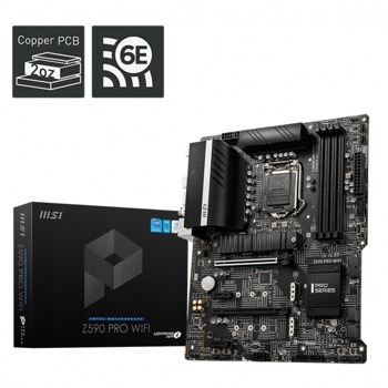 Дънна платка MSI Z590 PRO (Wi-Fi), Z590, LGA1200, DDR4, PCI-E 4.0 (DP/HDMI)(CF), 6x SATA 6Gb/s, 3x M.2, 1x USB 3.2 Gen 2x2 Type-C, Wi-Fi, Bluetooth, ATX | JAR Computers MSI Z590 PRO WIFI