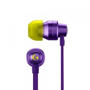 Слушалки Logitech G333, микрофон, тип "тапи", 3.5 mm jack, USB преходник, лилави/жълти image