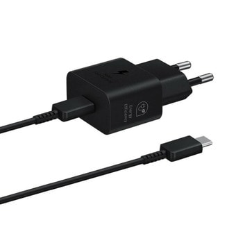 Зарядно устройство Samsung EP-T2510XBEGEU, от контакт към USB C(ж), 25W, с кабел, черно | JAR Computers Samsung EP-T2510XBEGEU