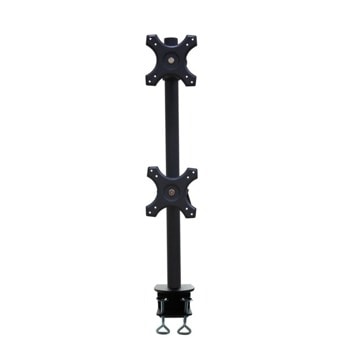 Стойка за монитор NewStar FPMA-D700DV, за плот, за екрани от 10" до 27", VESA до 100 x 100, макс. тегло до 6кг., регулируема, за 2 бр. монитора, черна | JAR Computers NewStar FPMA-D700DV