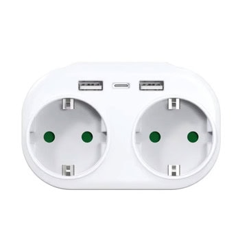 Разклонител 17891, 2 гнезда, 1x USB-C, 2x USB-A, бял | JAR Computers Разклонител 17891