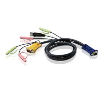 KVM кабел ATEN 2L-5302U, VGA(м) + USB A (м) + 2x RCA към SHDB15(м) + 2x RCA, 1.8 м | JAR Computers ATEN 2L-5302U