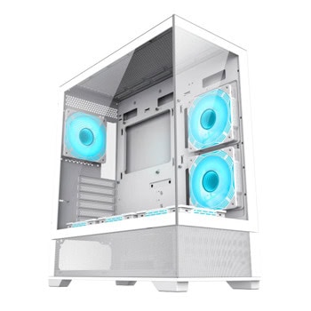 Кутия Gamemax Vista AW, EATX/ATX/mATX/Mini-ITX, 1x USB 3.1 Type-C, 3x 120mm RGB, вентилатор, с прозорец, бяла, без захранване | JAR Computers Кутия Gamemax Vista AW бяла