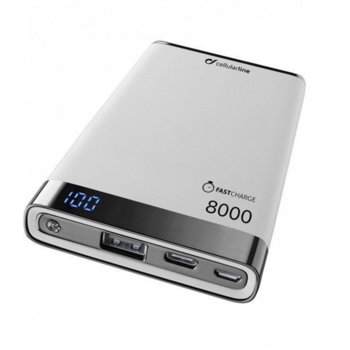 Външна батерия/power bank/ Cellularline Manta S, 8000mAh, черна | JAR Computers Външна батерия Manta S 8000mAh USB-C