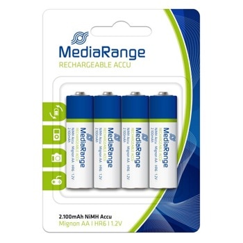 Акумулаторна батерия MediaRange, AA, HR6, 1.2V, 2.100mAh, 4бр | JAR Computers MediaRange HR6 1.2V 4Pack