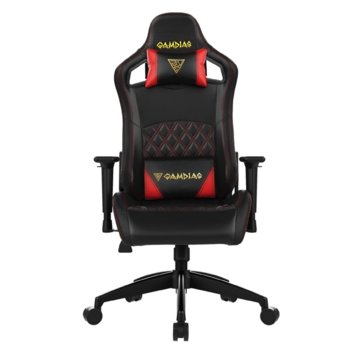 Геймърски стол Gamdias Aphrodite EF1 L, кожа, до 200 кг натоварване, облегалки за ръцете с 2D регулиране, червен/черен | JAR Computers Gamdias Aphrodite EF1 L Red