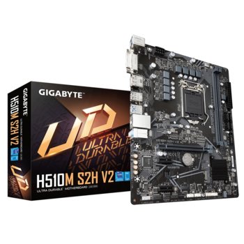 Дънна платка Gigabyte H510M S2H V2, H510, LGA1200, DDR4, PCI-E 4.0 (DP/HDMI/DVI), 4x SATA 6Gb/s, 1x M.2, 2x USB 3.2 Gen 1, Micro ATX | JAR Computers Gigabyte H510M S2H V2
