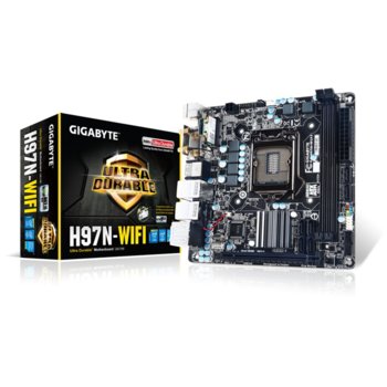 Дънна платка Gigabyte H97N-WIFI, H97, LGA1150, DDR3, PCI-E (HDMI&DVI), 6x SATA 6Gb/s, 4x USB 3.0, Wi-Fi 802.11ac, Bluetooth 4.0, Mini-ITX | JAR Computers Gigabyte H97N-WIFI