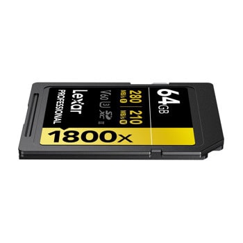 Карта памет 64GB SDXC, Lexar Professional 1800x, UHS-II, U3 V60, скорост на четене до 280MB/s, скорост на запис до 210MB/s | JAR Computers Lexar LSD1800064G-BNNNG