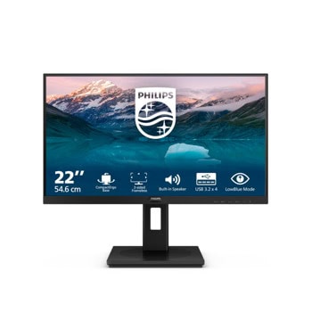 Монитор Philips 222S9JML/00, 21.5" (54.61 cm) VA панел, 75Hz, Full HD, 4ms, 500 000 000:1, 250cd/m2, DisplayPort, HDMI, VGA, USB | JAR Computers Philips 222S9JML/00
