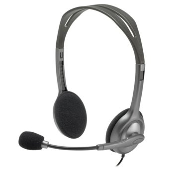 Слушалки Logitech Stereo Headset H111, микрофон, сребристи image
