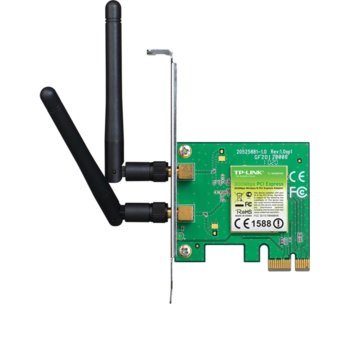 Мрежови адаптер TP-Link TL-WN881ND, 300Mbps, Wireless-N/G/B, MIMO, PCI-Е Adapter image