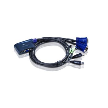KVM суич ATEN CS62U, от 2x USB A(ж), 1x HDB-15(VGA)(ж), 1x 3.5мм жак(ж) към 2x USB A(м), 2x HDB-15(VGA)(м), 2x 3.5мм жак(м), 1 устройство | JAR Computers ATEN CS62U KVM Cable Switch