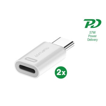 Преходници 4Smarts 540711, от USB-C(м)(PD) към Lightning(ж), 27W, бели, 2бр. | JAR Computers 4Smarts 540711