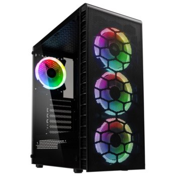 Кутия Kolink Observatory Lite Mesh, ATX/Micro ATX/Mini ITX, 1x USB 3.0, 2x USB 2.0, 3x ARGB Led 120мм вентилатора, RGB хъб и дистанционно, черна, без захранване | JAR Computers Kolink Observatory Lite Mesh RGB Mid-Tower Black