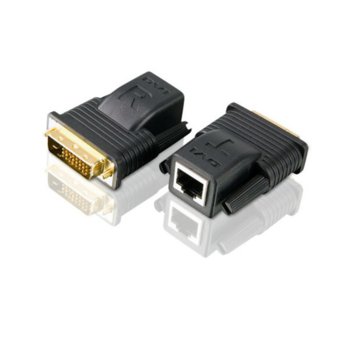 Преходник/удължител ATEN VE066, от DVI(м) към RJ-45(ж), чрез Cat 5e кабел, до 20м, до 1920 x 1200 резолюция, черен | JAR Computers ATEN VE066 DVI(м) към RJ-45(ж)
