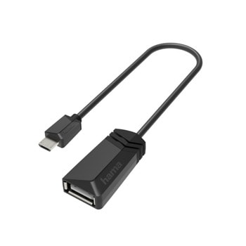 Кабел Hama 200308, от USB A(ж) към Micro USB Socket B(м), черен | JAR Computers Hama 200308