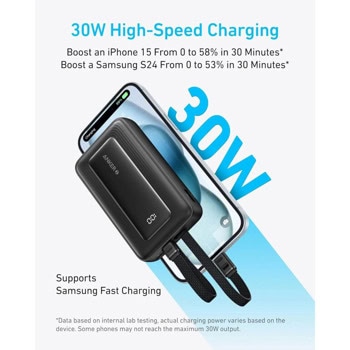 anker zolo power bank 30w 10000 mah черен