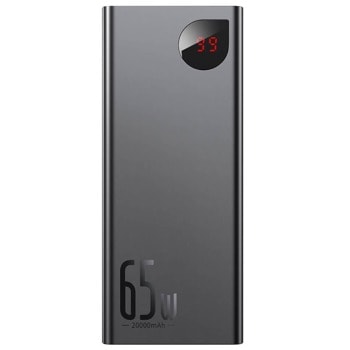 Външна батерия/power bank/ Baseus Adaman Metal Digital Display Power Bank, 20000mAh, черна, 65W | JAR Computers Baseus Adaman Metal Digital Display Power Bank