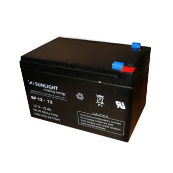 Акумулаторна батерия Sunlight VRLA SP 12-12, 12V, 12Ah | JAR Computers BATTERY 12V/12AH