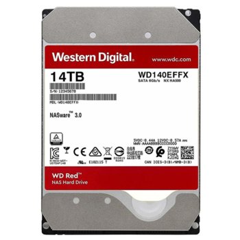 Твърд диск 14TB WD Red Plus NAS, SATA 6Gb/s, 5400 rpm, 512MB кеш, 3.5" (8.89 cm) | JAR Computers Western Digital 14 TB Red Plus WD140EFFX