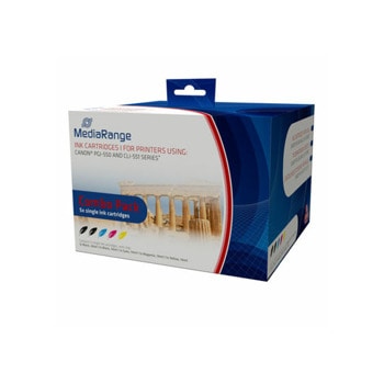 Мастило за Canon Pixma iP8700/iP8750/MG6300/MG6350/MG7100/MG7150/MG7500/MG7550, BK/C/M/Y - MRCP550C551 - MediaRange - CLI-551 - Неоригинално, Заб.: 550 брой копия, 12.5 ml капацитет | JAR Computers Мастило за принтери MediaRange MRCP550C551