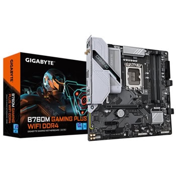 Дънна платка Gigabyte B760M GAMING PLUS WIFI, B760M, LGA1700, DDR4, PCI-E 4.0, 4x SATA 6Gb/s, 2x M.2, 1x USB 3.2 Gen 1, Micro ATX | JAR Computers Дънна платка Gigabyte B760M GAMING PLUS WIFI