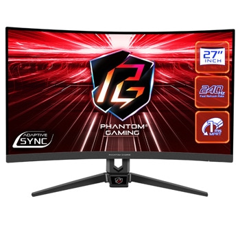 Монитор ASRock PG27F15RS1A, 27"(68.58 cm), VA панел, 240Hz, Full HD, 1ms, 300 cd/m², DisplayPort, HDMI | JAR Computers ASRock CURVED GAMING MONITOR PG27F15RS1A