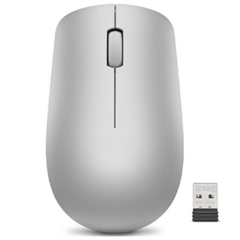 Мишка Lenovo 530 Wireless Platinum Grey, оптична (1200 dpi), безжична, USB, светло сива image