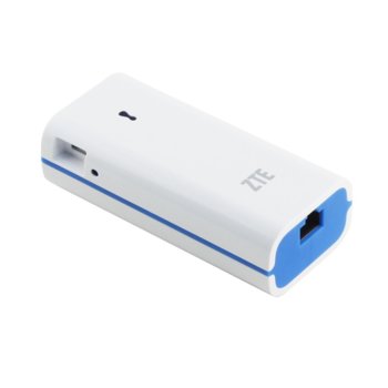 Рутер ZTE PW50 за свързване с 3G/4G USB модем, мобилен, 150Mbps, 2.4GHz(150 Mbps), Wireless N, 1x WAN/LAN, 1x microUSB, 1x USB 2.0, 1x Micro USB, 4400mAh батерия | JAR Computers ZTE PW50, преносим 150Mbps Wireless-N Router