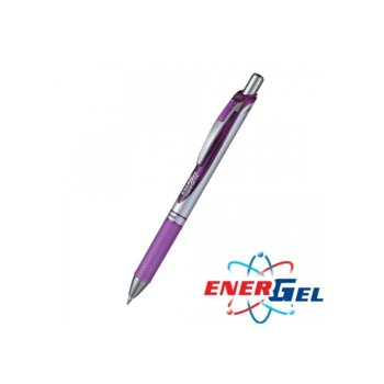 Автоматичен ролер Pentel Energel BL77, лилав цвят на писане, дебелина на линията 0.7 mm, гел, сребрист, цената е за 1бр. (продава се в опаковка от 12бр.) | JAR Computers Pentel Energel BL77