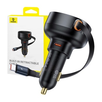 Зарядно за кола Baseus Enjoyment Pro C00057802111-01, от автомобилна запалка към 1x USB-C(ж)/1x USB-C(м), 60W, черно | JAR Computers Baseus Enjoyment Pro C00057802111-01