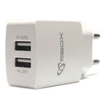 Зарядно устройство SBOX 2x USB A(ж), бяло | JAR Computers Зарядно устройство SBOX 2x USB A(ж)