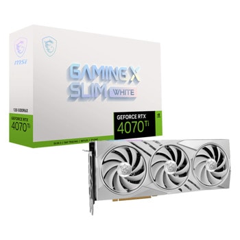 Видео карта nVidia GF RTX 4070 Ti, 12GB, MSI Gaming Slim White, PCI-E 4.0, GDDR6X, 192-bit, DisplayPort, HDMI | JAR Computers MSI GeForce RTX 4070 Ti GAMING SLIM White 12GB