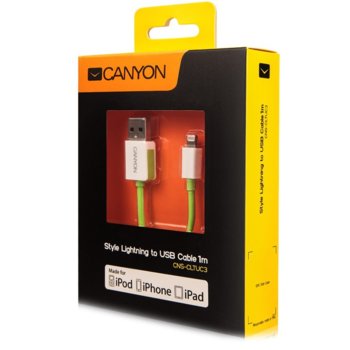 Кабел Canyon USB(м) към iPhone 5 Lightning, 1m.