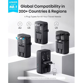 Anker Nano Travel Adapter (5-in-1 20W) A9215H11 | JAR Computers Anker Nano Travel Adapter (5-in-1 20W) A9215H11