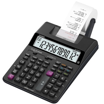 Калкулатор Casio HR-150RCE, 12-цифрен LC-дисплей, настолен с отпечатване, функция за данъчни/процентни/печалби изчисления, проверка на 150 стъпки, брояч на артикули, евро конверсия (3 курса), функция за повторен печат, черен | JAR Computers CASIO HR-150RCE