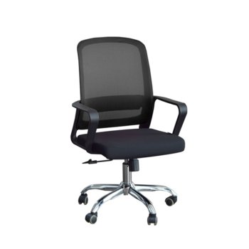 Работен стол RFG Parma Black W, дамаска и меш, черна седалка, черна облегалка image