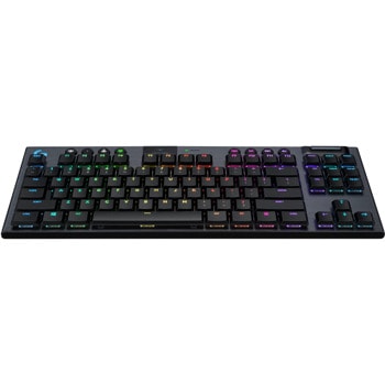 Клавиатура Logitech G915 ТKL, безжична, геймърска, механична, GX GL Clicky switches, RGB подсветка, нископрофилни клавиши, US layout, черна, USB, Wireless, Bluetooth image